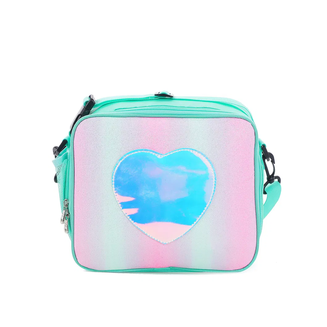 Fashion Holographic Rainbow Travel Thermal Picnic Bag Kids Portable School Insulated Food Lunch Cooler Bag for Children