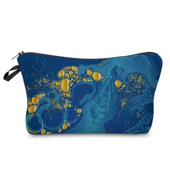 Fashion Custom Marble Zipper Cosmetic Pouch Large Capacity Leather Pencil Bag