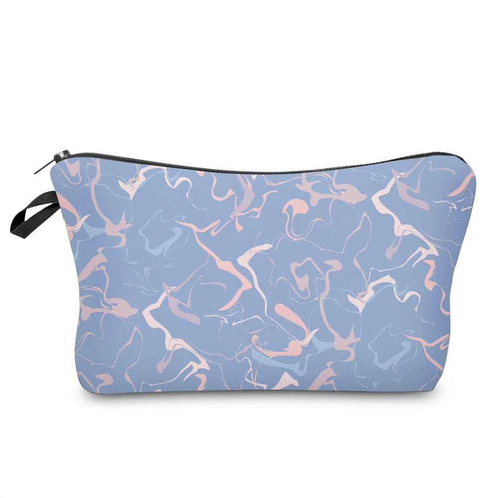 Fashion Custom Marble Zipper Cosmetic Pouch Large Capacity Leather Pencil Bag