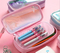 Hologram Colorful Transparent Pen Bag Zipper Cosmetic Makeup Pouch Bright Laser Clear Pencil Case