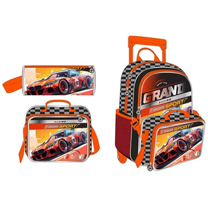 Children 3PCS Kids Boys Trolley Backpack Wheeled School Bag 2 Wheels for Students