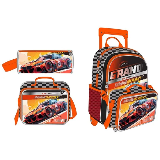 Children 3PCS Kids Boys Trolley Backpack Wheeled School Bag 2 Wheels for Students