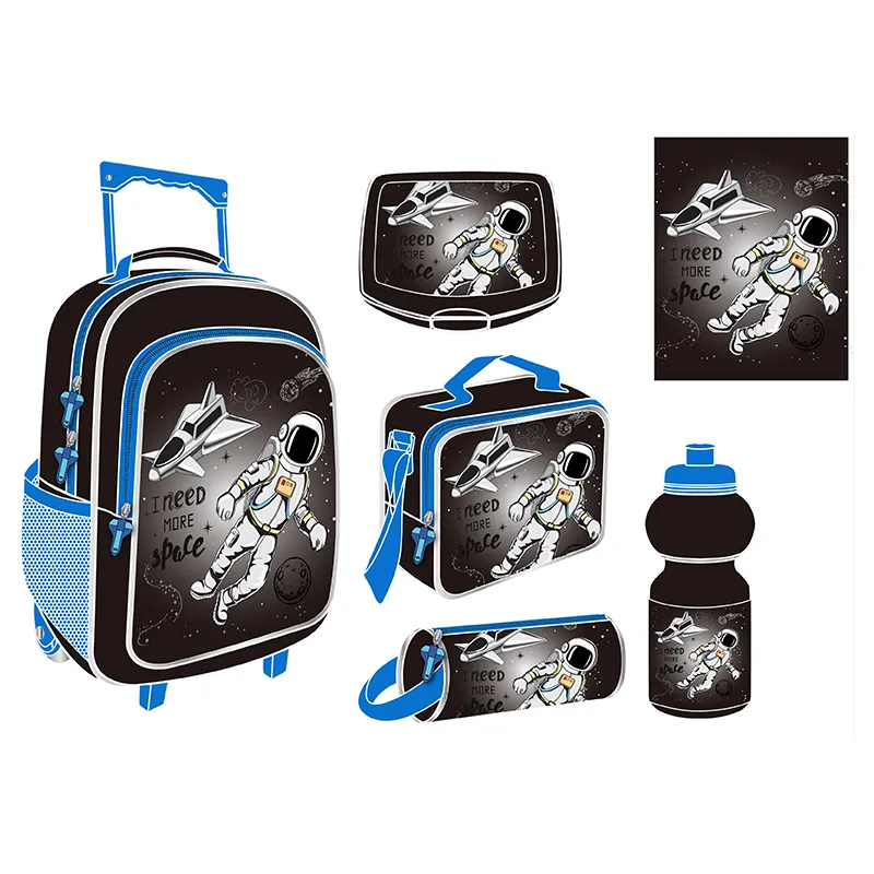 Custom 5 PCS Set Waterproof Backpack Girl Daily Fashion Kids Character School Trolley Bags