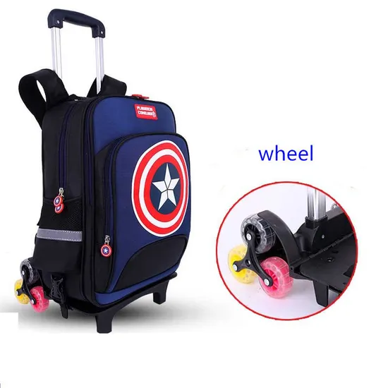 Captain America Detachable Carry-on Luggage Kids School Trolley Bags