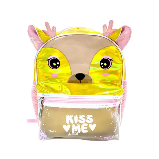 Laser PU Material Large-Capacity Animal Cartoon School Bag Custom Printing Animal Backpack for Kids