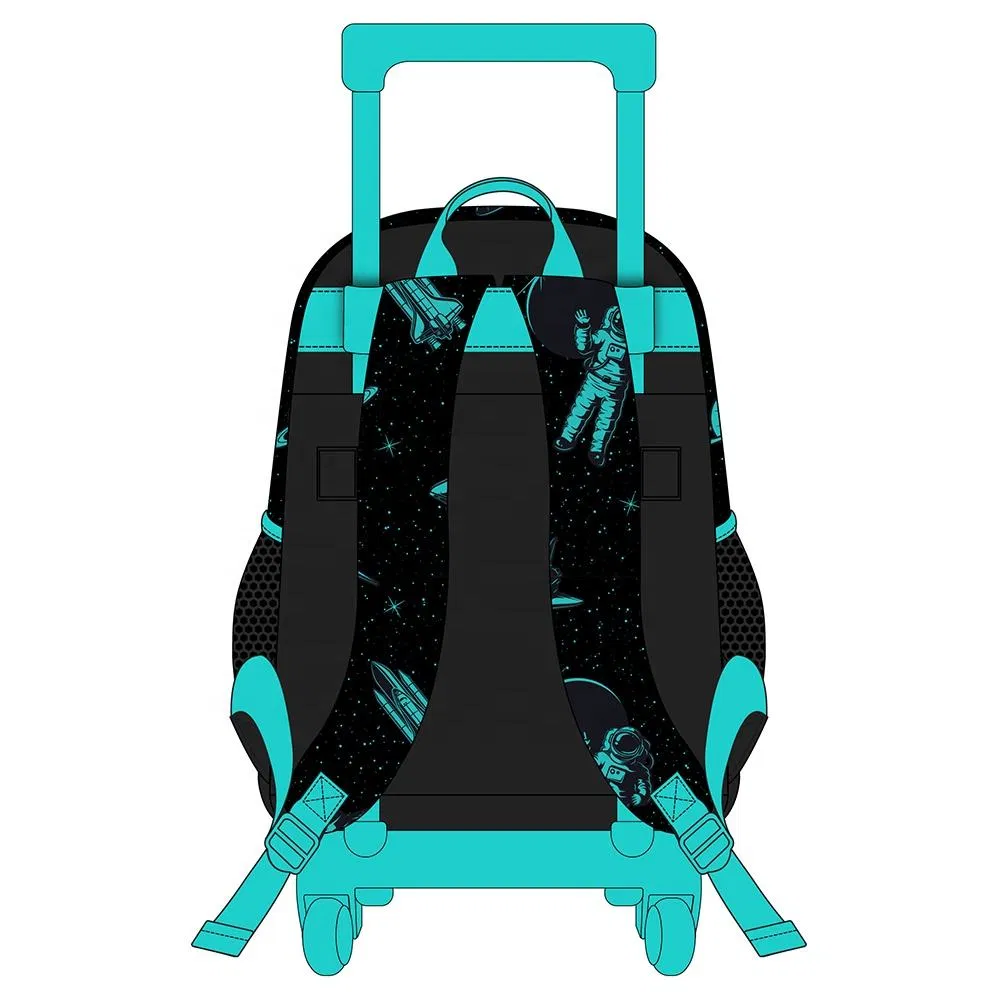 Good Price Kids Trolley Backpack 3 Pieces Set with Wheel Trolley School Bag