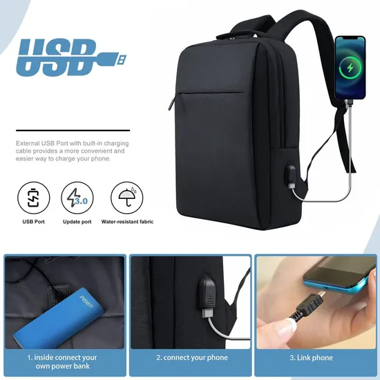 Factory Price Business Style Fashion Laptop Backpack Waterproof Computer Bags USB Rechargeable for Men Women Trip