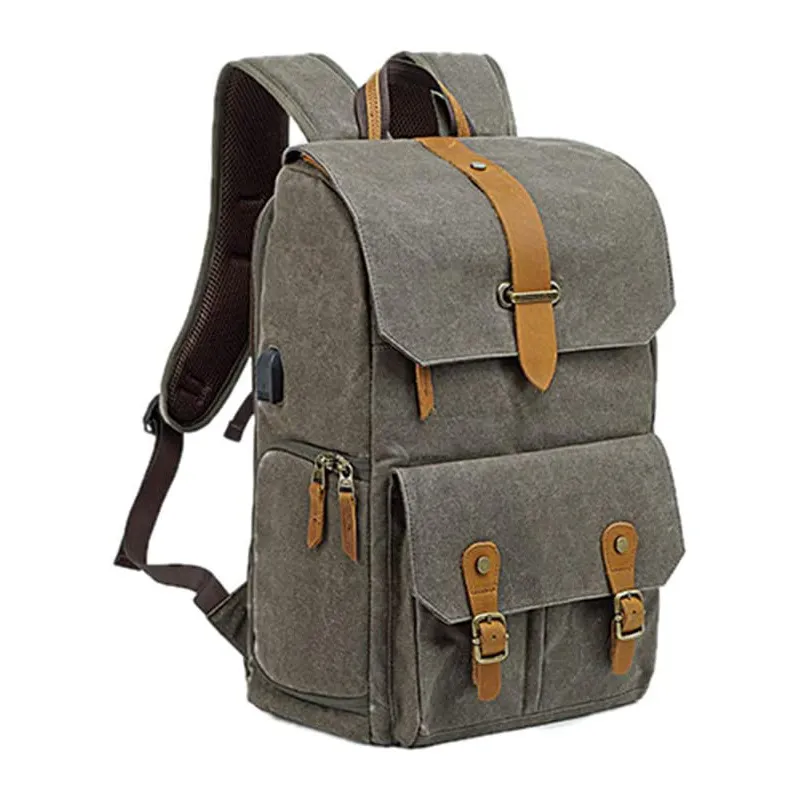 Custmized Retro Large Capacity Canvas Waterproof Drone Bag Camera Bag Backpack