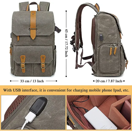 Custmized Retro Large Capacity Canvas Waterproof Drone Bag Camera Bag Backpack