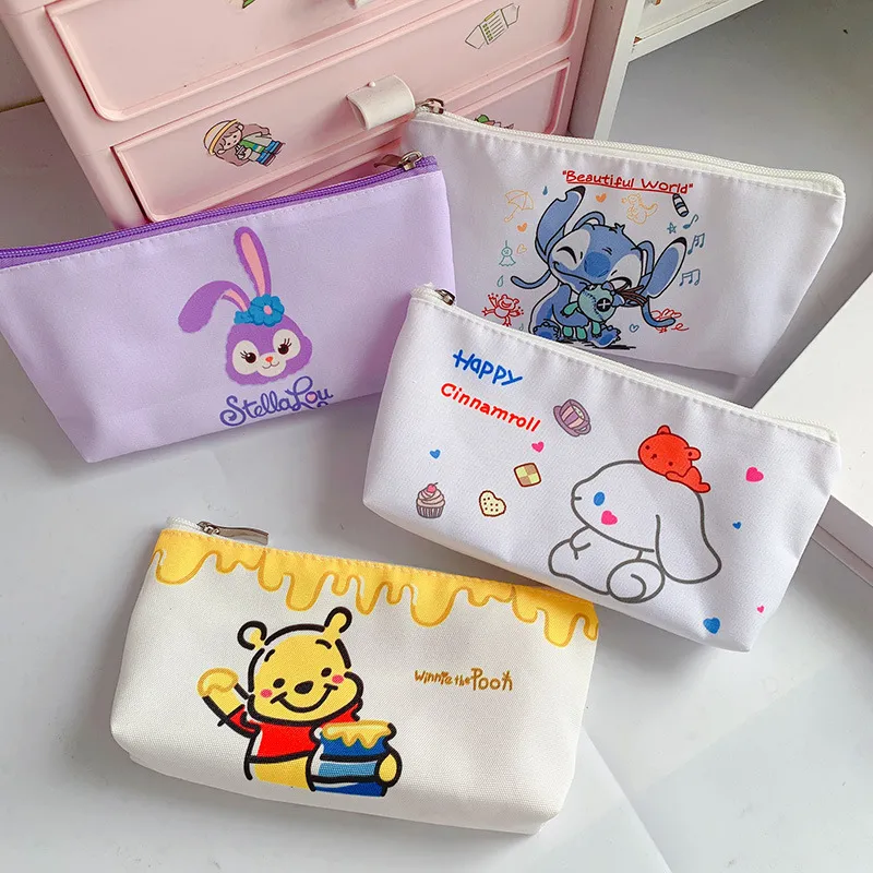 School Kids Stationery Storage Zipper Pouch Kawaii Anime Canvas Pencil Bag