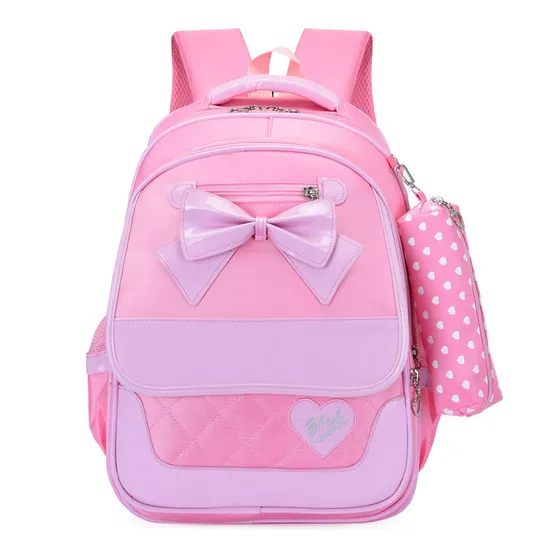 Fashion 3PCS Cute Pink Printing Polyester Backpack School Child Bag Set for Girl