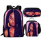 Girls Backpack for School Black Art African Girls Design Bagpack Children 3PCS/Set Schoolbag Bookbag