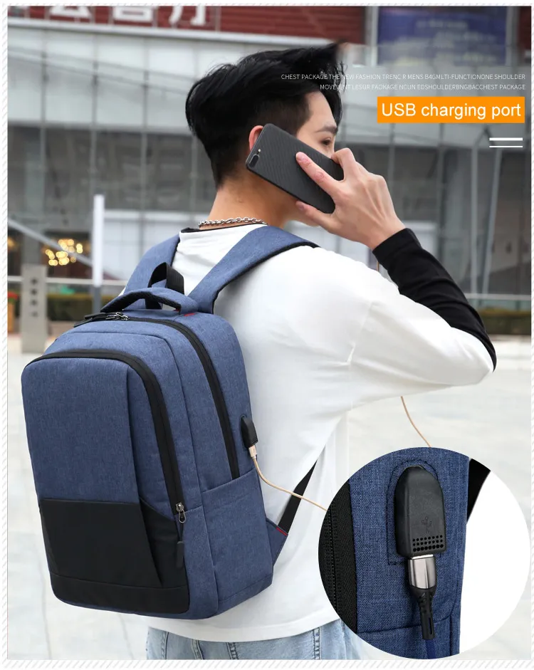 Men Woman Travelling USB Recharging 15.6 Inches Backbag Business Waterproof Laptop Backpack with USB