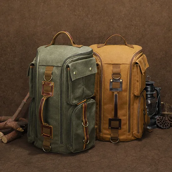 Canvas Retro Mens Outdoor Leisure Backpack Waterproof Large Capacity Travel Bag Computer Backpack