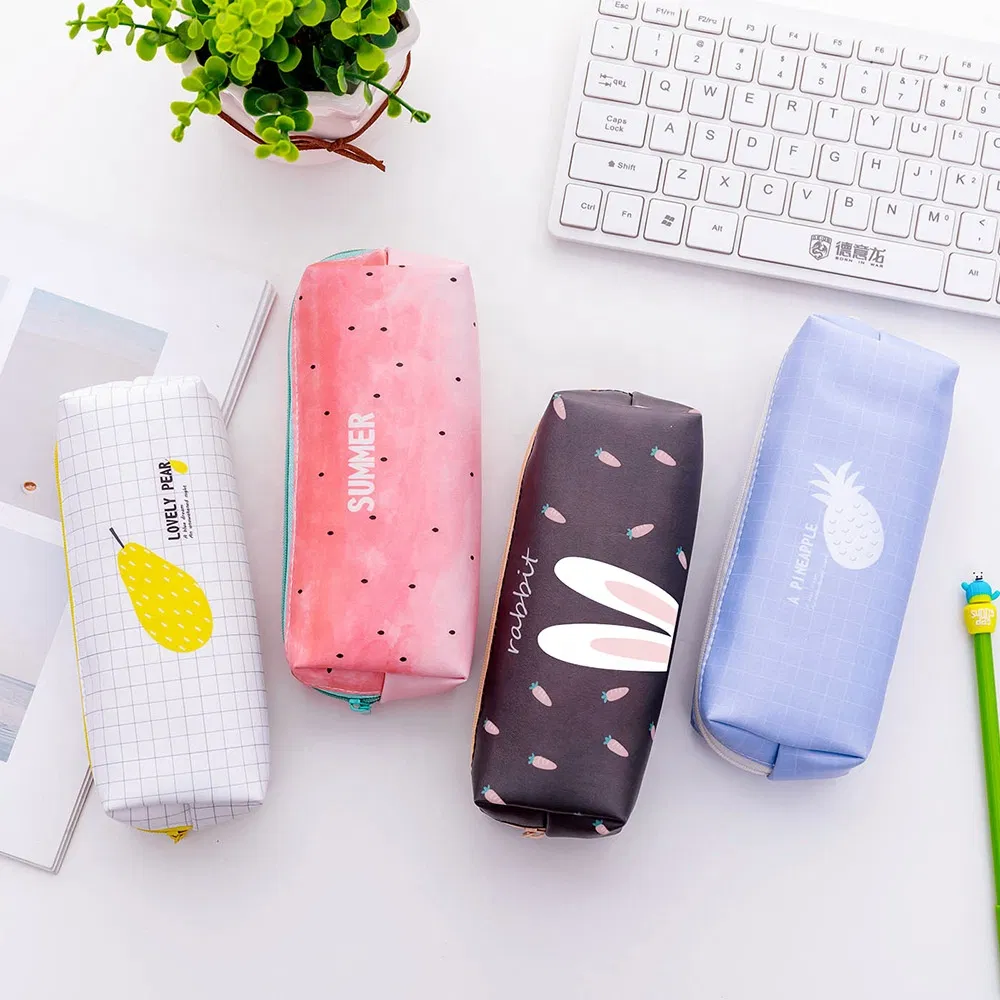 Large Capacity Stationery Storage Bag Cute Fruit Printed Leather Pencil Case