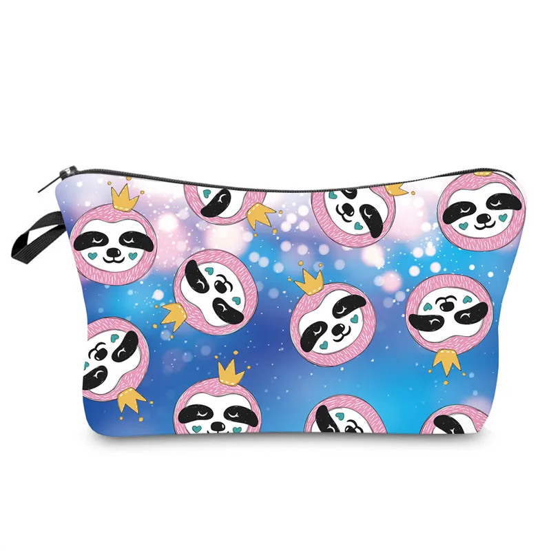 Wholesale Custom Cartoon Sloth Printing Girls Pencil Pouch Polyester Cosmetic Bags