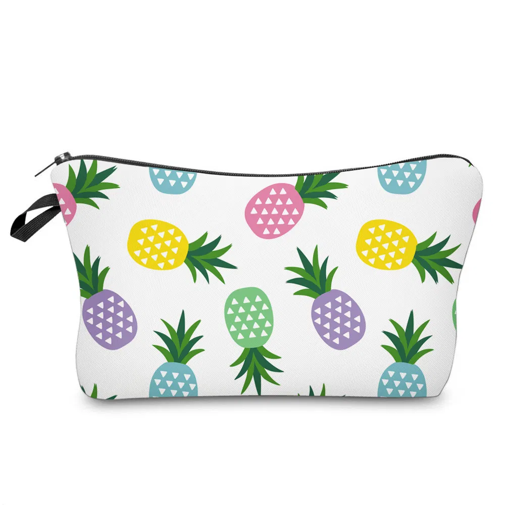 Wholesale Custom Pineapple Print Pencil Pouch Lady Cosmetic Bag with Logo