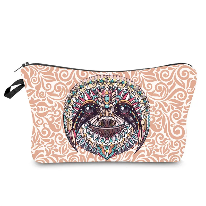 Wholesale Custom Cartoon Sloth Printing Girls Pencil Pouch Polyester Cosmetic Bags