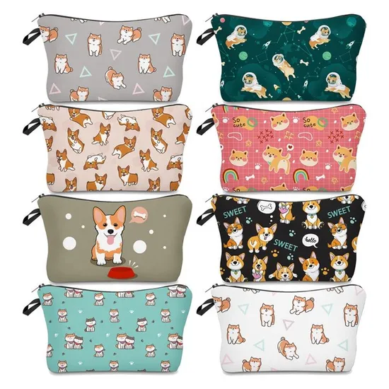 2023 New Customized Cartoon Cute Dog Pencil Pouch Lady Cosmetic Makeup Bag