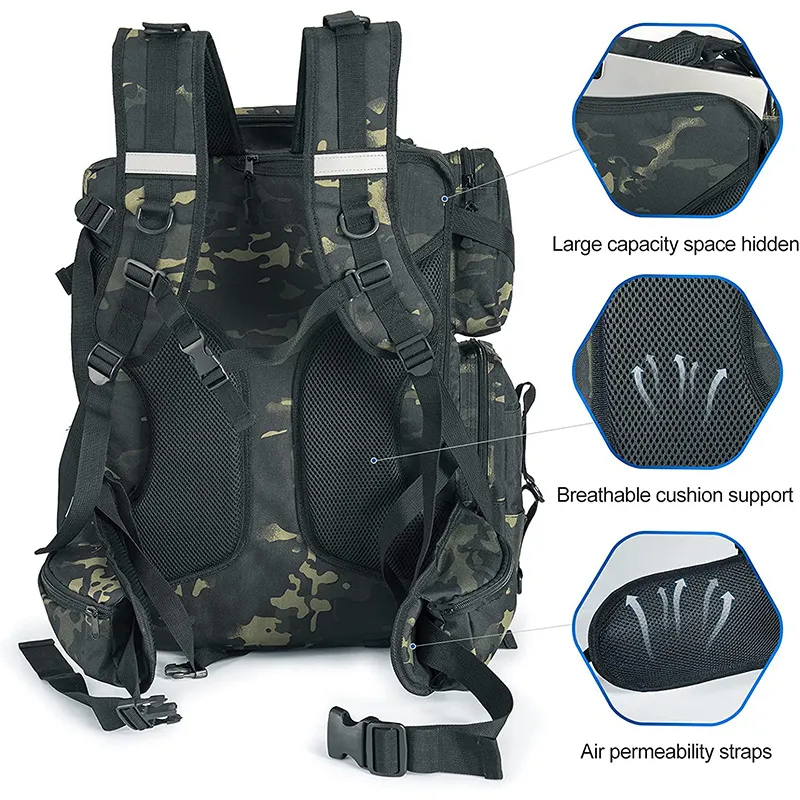 Factory Customized Tactical Camouflage Large Capacity Road Bag Fishing Gear Backpack Fishing Bag