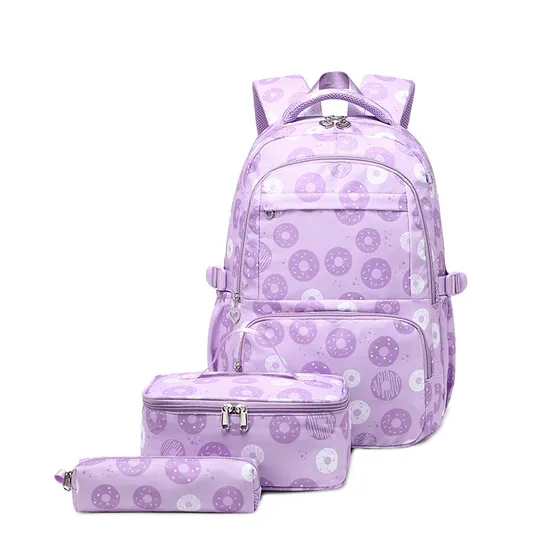 2024 New Cute Three Piece Set for Middle School Students with Printed Large Capacity Backpack