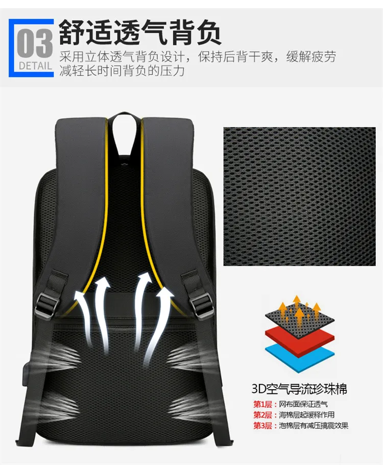 Factory Customized Multifunctional Business Backpack with USB Charging Port 15.6-Inch Leisure Computer Backpack