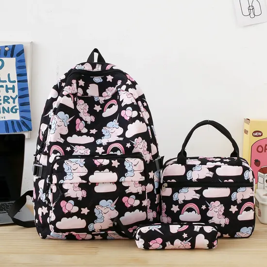 New Fashion Cartoon Backpack Large Capacity Three Piece Set for Primary and Secondary School Students