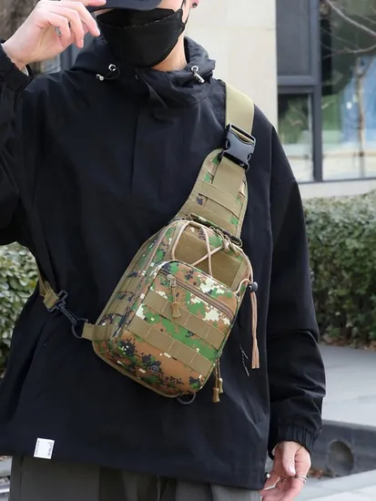 Casual Camouflage Oxford Cloth Large Capacity Mens Mountaineering Chest Bag Tactical Shoulder Bag