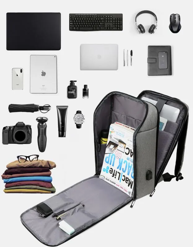 Multifunctionalcustom Business Waterproof Laptop Bags School Travel USB Charging Men Smart Backpack