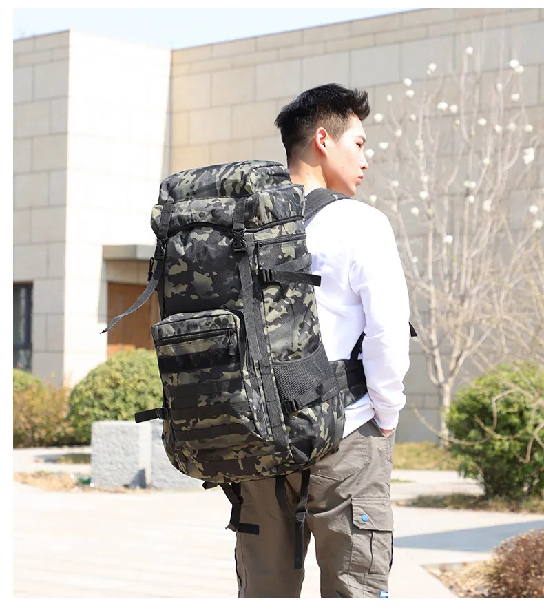 New 70 Liter Camouflage Mountaineering Bag Large Capacity Oxford Cloth Luggage Backpack