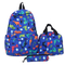Cartoon Dinosaur Backpack with Graffiti Print Three Piece Set Large Capacity Student Backpack