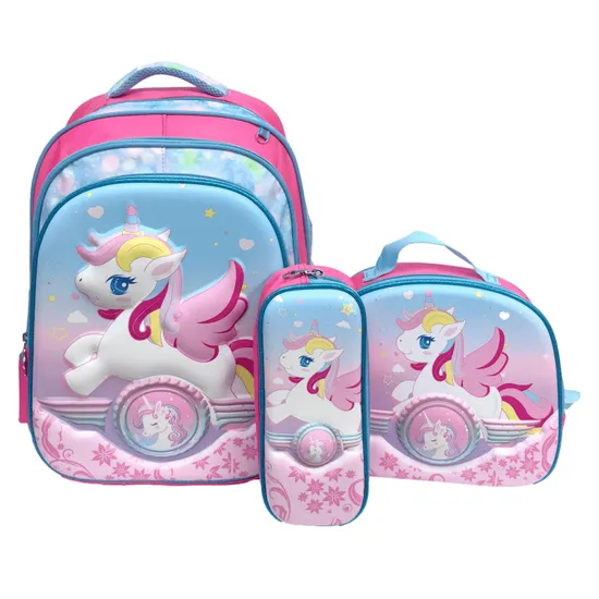 3D Three Piece Backpack Set Elementary School Student Wholesale Backpack with Lunch Bag and Pencil Bag
