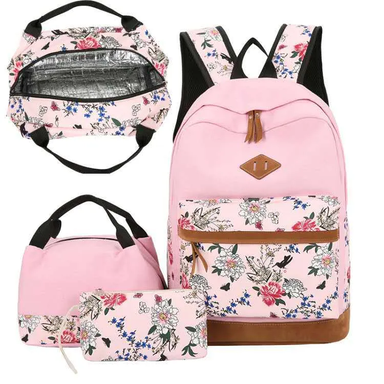 New Casual Backpack Three Piece Set with Large Capacity Student Backpack