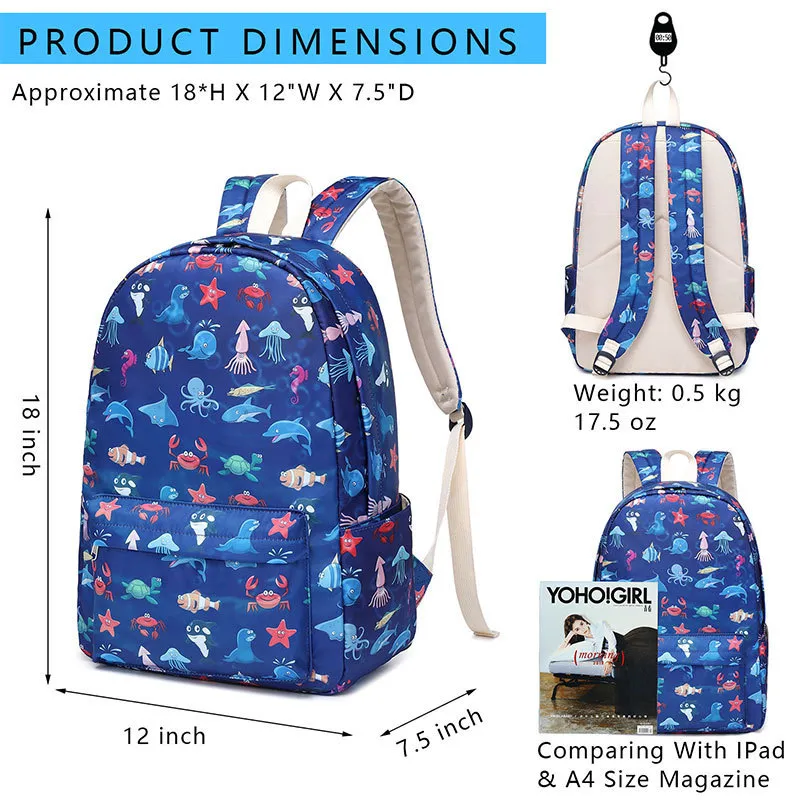 Children&prime;s Backpack Three Piece Set for Elementary School Students Cute Lightweight Backpack