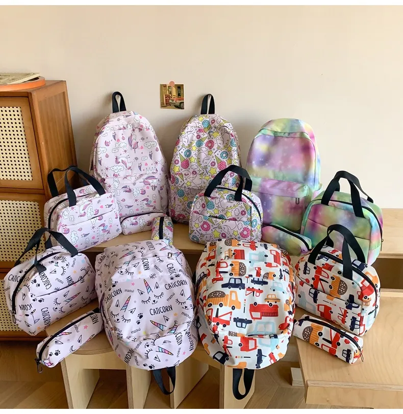 2024 New Printed Children&prime;s Backpack with Large Capacity Three Piece Set for Primary and Secondary School Students
