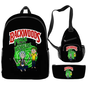 Hot Selling Backwoods Backpack 3-Piece Set Rick Modi Backpack Full Color Printed Backpack
