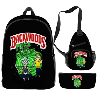 Hot Selling Backwoods Backpack 3-Piece Set Rick Modi Backpack Full Color Printed Backpack