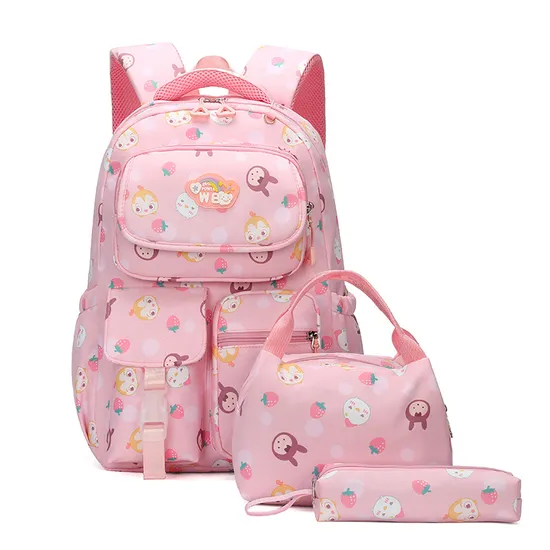 Factory New Elementary School Backpack Splash Proof Large Capacity Casual Three Piece Backpack Set