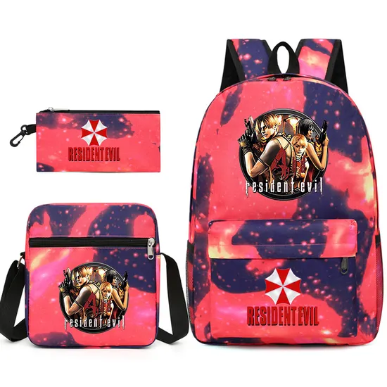 Cartoon Custom Design Backpack Student Pencil Case Single Shoulder Bag Backpack Three Piece Set
