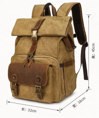 Wholesale of Shoulder Photography Bag Contrasting Waterproof Canvas DSLR Digital Bag Retro Camera Backpack