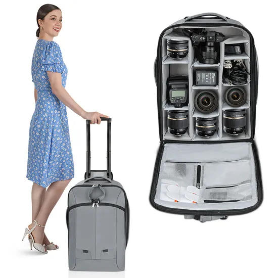SLR Camera Backpack for Outdoor Photography, Pull Rod Backpack, Multifunctional Digital Camera Backpack