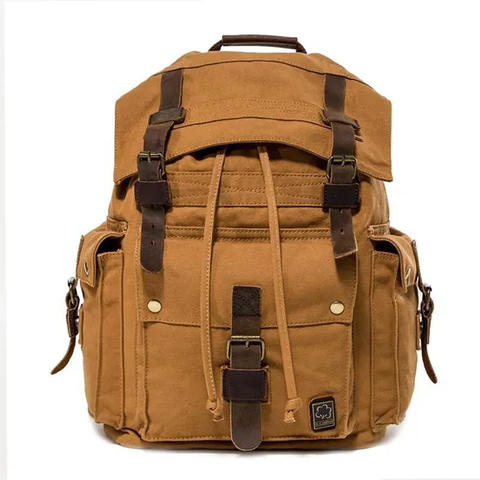 Retro Mens Canvas Backpack Leisure Universal Backpack Fashionable Large Capacity Outdoor Travel Bag