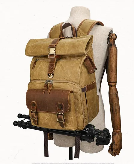 Wholesale of Shoulder Photography Bag Contrasting Waterproof Canvas DSLR Digital Bag Retro Camera Backpack