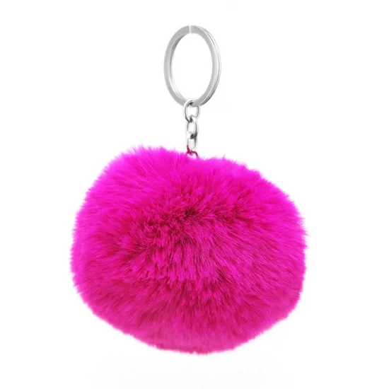 Wholesale Cute Fluffy Keychain Pompom Rabbit Fur Ball Key Chain Car Keyring Women Key Holder Bag Pendant Charm