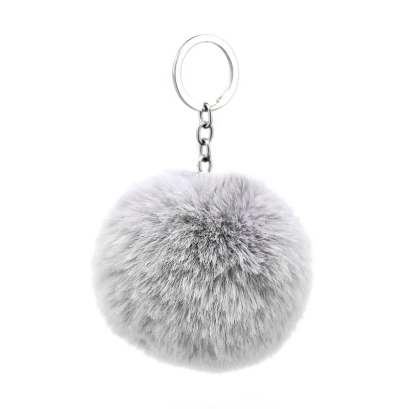 Wholesale Cute Fluffy Keychain Pompom Rabbit Fur Ball Key Chain Car Keyring Women Key Holder Bag Pendant Charm