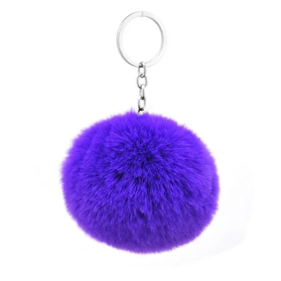 Wholesale Cute Fluffy Keychain Pompom Rabbit Fur Ball Key Chain Car Keyring Women Key Holder Bag Pendant Charm