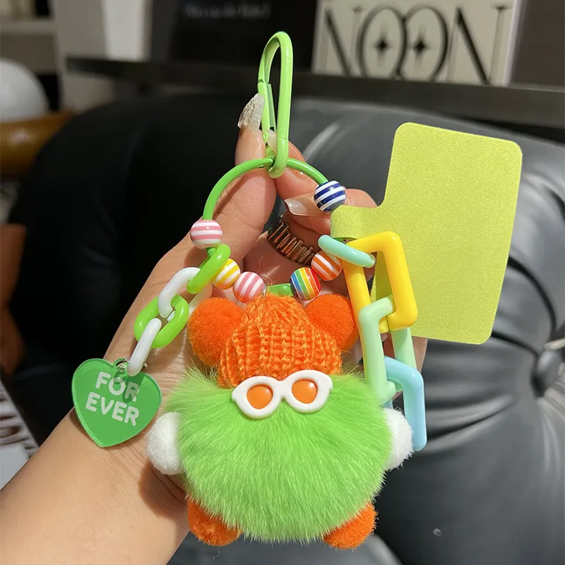 Factory Sale Custom OEM 8cm Cute Plush Small Briquette Rabbit Keyring Car Schoolbag Keychain