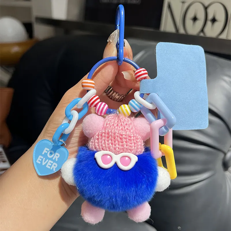 Factory Sale Custom OEM 8cm Cute Plush Small Briquette Rabbit Keyring Car Schoolbag Keychain