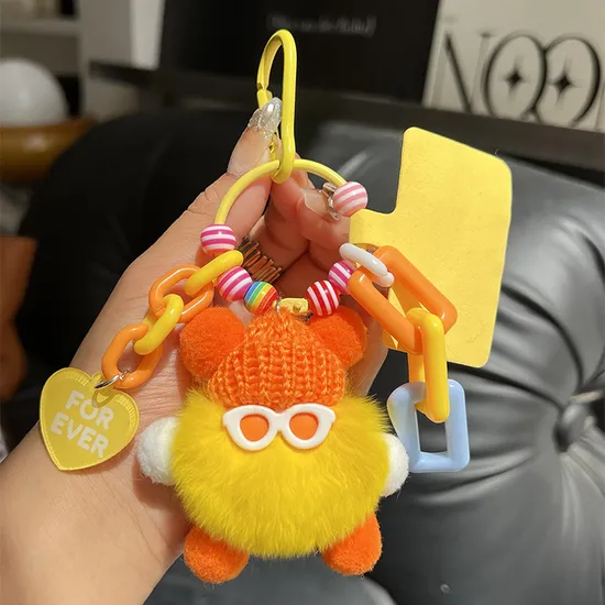 Factory Sale Custom OEM 8cm Cute Plush Small Briquette Rabbit Keyring Car Schoolbag Keychain