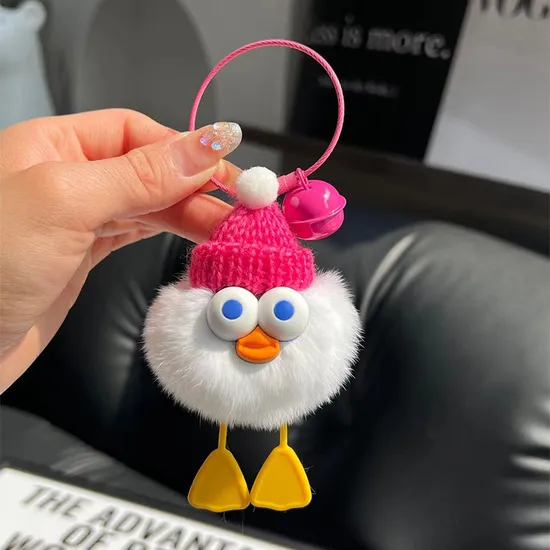 Wholesale Custom Big Eyed Plush Duck Keychain Backpack Pendant